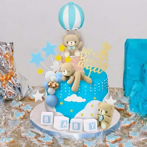 Vista 4 de Yinder Adornos para Tarta de Oso Adornos Mini para Tarta de Oso Adornos para Tarta de Bolas de Perla Blanca y Oro para Decoraciones de Cumpleaños