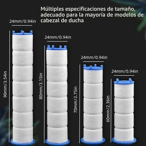 Vista 6 de Filtros de cabezal de ducha, 10 unidades, filtro de cabeza de gotas de ducha iónicos, filtro de ducha de mano con filtro de algodón PP, múltiples