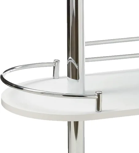 Vista 5 de Kings Brand Furniture - Mesa de bar con dos estantes de vidrio templado, blanco y cromado