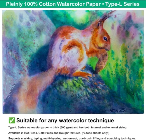 Vista 3 de Pleinly Cuaderno de bocetos de acuarela 100% algodón, prensa en frío, 8 x 12 pulgadas, grande, 140 libras (10.58 oz/m²), 26 hojas de retrato, papel