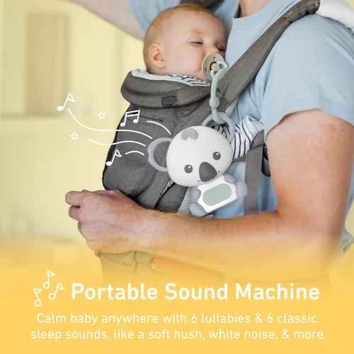 Vista 2 de Pure Enrichment PureBaby - Máquina de sonido de koala colgante, ayuda portátil para dormir, luz nocturna y anillo colgante desmontable, ruido