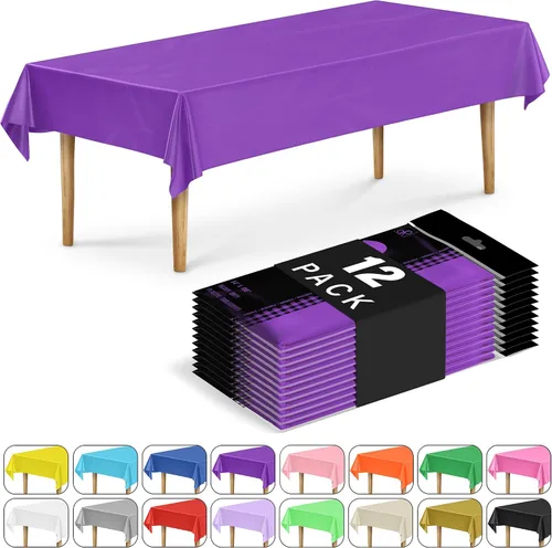 Vista 19 de DecorRack 2 Manteles rectangulares de plástico libres de BPA, 54 x 108 pulgadas, mantel de mesa para comedor, mantel rectangular para fiestas