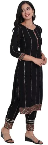 Vista 2 de Conjunto de pantalón Kurta de rayón morado para mujer india