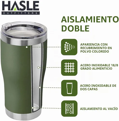 Vista 3 de HASLE OUTFITTERS Vaso de 20 onzas a granel, vasos de acero inoxidable con tapa, vaso aislado al vacío, taza de doble pared con recubrimiento