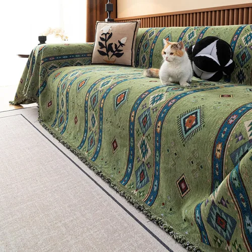 Vista 35 de VClife Funda para silla con acento azteca bohemio de 59 x 71 pulgadas, funda reversible y lavable de felpilla para sillón, color marrón castaño