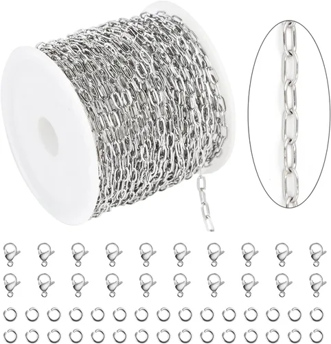 Vista 11 de Cadena de plata del acero inoxidable de la cadena del grano del satélite 304 para la fabricación de la joyería