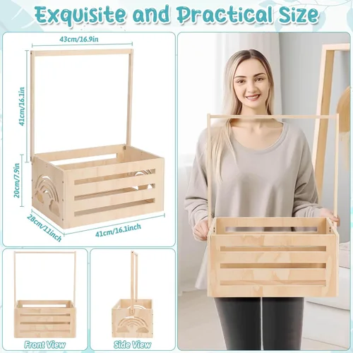 Vista 4 de Jupwalz Armario de madera para baby shower con perchas, letras, divisores, cesta de fácil montaje para niños recién nacidos, regalos de embarazo