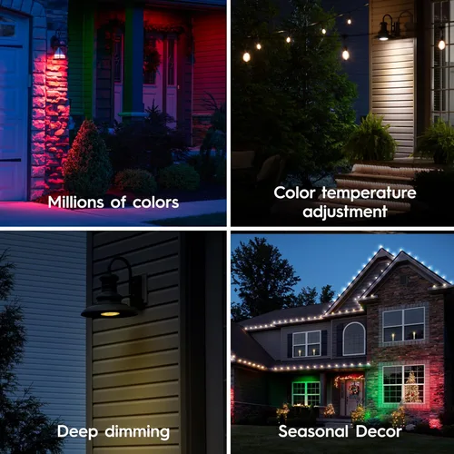 Vista 4 de GE Cync PAR38 Bombilla LED inteligente, reflector de exterior que cambia de color, compatible con Alexa y Google Home (paquete de 4)