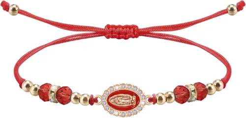 Vista 7 de Pulsera Virgen María con cordón ajustable Nuestra Señora de Guadalupe Pulsera de cuentas de cristal