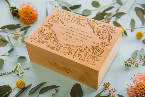 Vista 7 de Garden Of Flowers Alfred Lord Tennyson - Caja de recuerdos de madera con cita