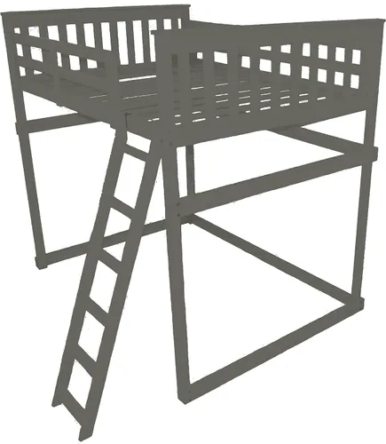 Vista 30 de Furniture Barn USA - Cama tipo loft de tamaño individual con escalera final, pintado de pino negro
