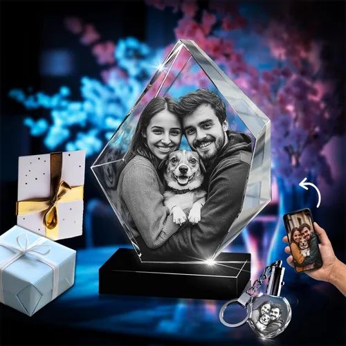 Vista 13 de 3D innovation Foto de cristal 3D, regalos conmemorativos personalizados para mamá, papá, esposa, hombres, mascotas, detalle de cristal grabado