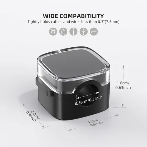 Vista 4 de Clips magnéticos para cable, paquete de 6 organizador de cables soporte para accesorios de escritorio y oficina, soporte para cables para ocultar
