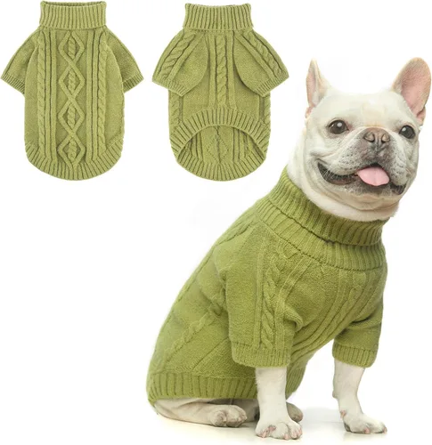 Vista 22 de BEAUTYZOO Suéteres de perro para perros pequeños, ropa de punto con agujero Pompones beige