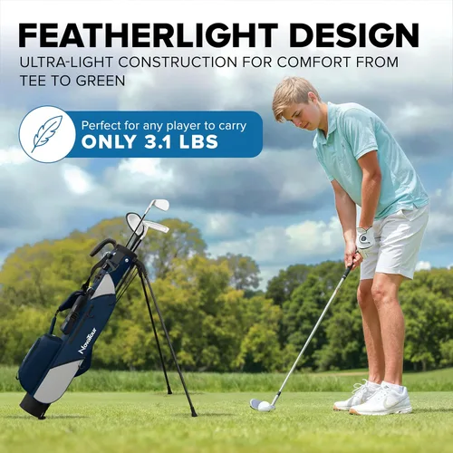 Vista 7 de Bolsa de golf ultraligera Premium Par 3 con doble correa, 6 bolsillos con cremallera para campos ejecutivos y par 3