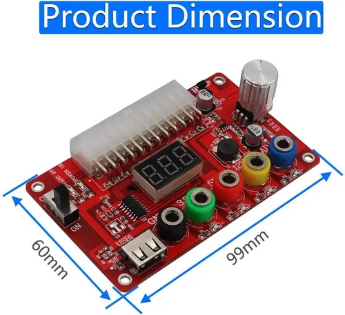 Vista 3 de Kit de placa de conexión de fuente de alimentación ATX y estuche acrílico con perilla de voltaje ajustable ADJ, soporta 3.3 V, 5 V, 12 V y 1.8