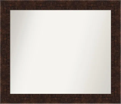 Vista 55 de Amanti Art Espejo de baño de bronce para sobre fregadero, 24 x 24 pulgadas, espejo de tocador cuadrado estrecho de bronce Manhattan, marco de madera