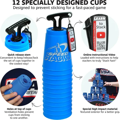 Vista 6 de Conjunto de vasos para apilar, deportivos, de Speed Stacks Azul