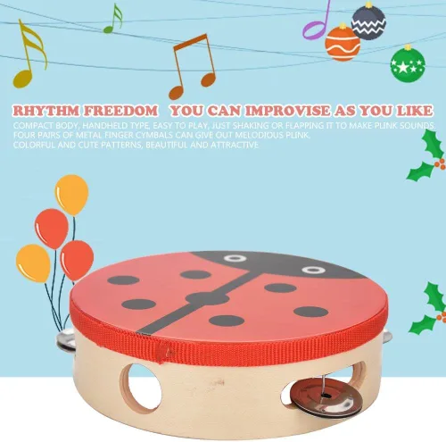 Vista 2 de Tambor de percusión de mano de madera de 5.9 in para niños, regalos de canciones de baile (1#)