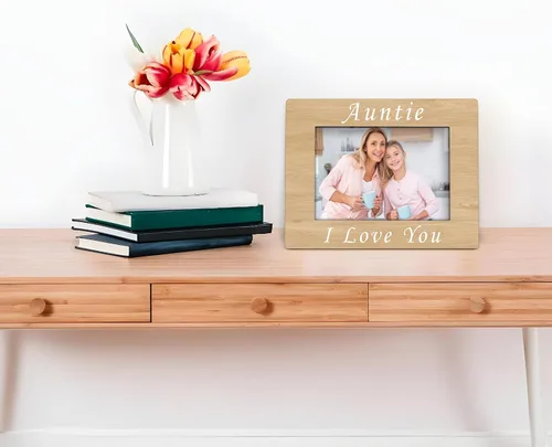 Vista 5 de Marco de fotos de madera para tía de 4 x 6 pulgadas, para regalo de Navidad, Día de la Madre, cumpleaños para tía de sobrina, sobrino, tía te amo