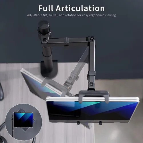 Vista 8 de VIVO Soporte universal de escritorio para tableta, adaptador de brazo único para portátiles 2 en 1, soporta monitores portátiles de hasta 15.6