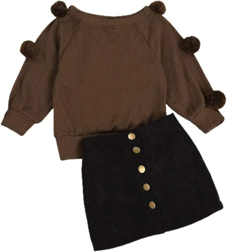 Vista 11 de Conjunto de ropa de 2 piezas para niñas pequeñas para otoño e invierno Verde militar