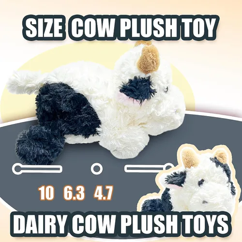 Vista 2 de Animal de Peluche Vaca Tierna, Juguetes de Peluche de 10" para Niños, Recuerdos de Fiesta para Niños Pequeños, Lindos Peluches de Vaca, Vacas