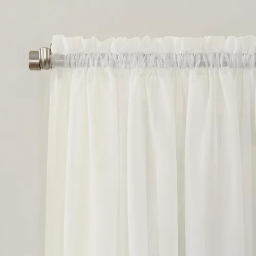 Vista 2 de No. 918 53566 Emily Panel de cortina de gasa transparente con bolsillo para barra, 59 x 108 pulgadas, cáscara de huevo