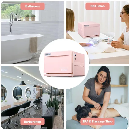 Vista 2 de BYOOTIQUE - Calentador de toallas calientes para spa, sala de uñas, pequeña máquina de vapor de toalla de peluquería rosa de 8 litros para cara