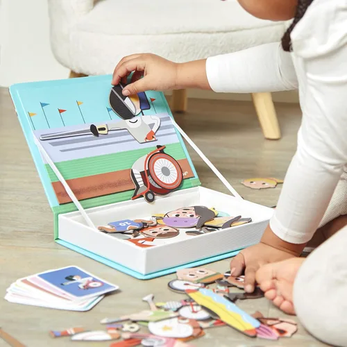 Vista 5 de Janod - Juego educativo Magnéti'Book Deportes - 48 imanes + 16 tarjetas modelo - Juego creativo - Mejora las habilidades de observación - Portátil