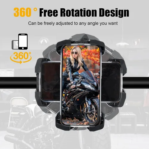 Vista 3 de Soporte de teléfono para motocicleta, soporte para teléfono de bicicleta, scooter universal para manillar de motocicleta, abrazadera de teléfono