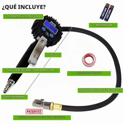 Vista 4 de Inflador digital de neumáticos JACO FlowPro 2.0 con medidor de presión - 200 PSI