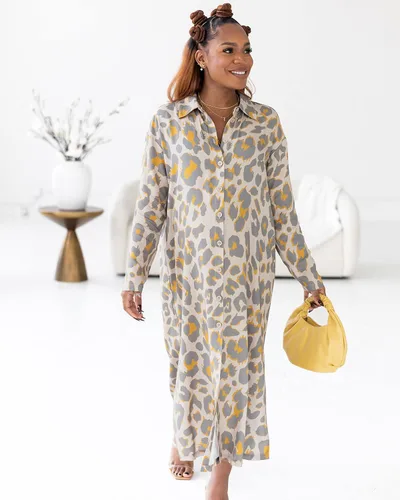 Vista 2 de The Drop Vestido con estampado de guepardo crema irlandés para mujer por victoriouslogan