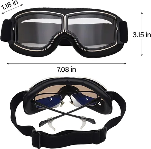 Vista 6 de Peicees Gafas Vintage para Motocicleta Gafas de Aviador Gafas de Casco de Piloto Gafas de Equitación Motocross Bicicleta de Montaña Scooter ATV