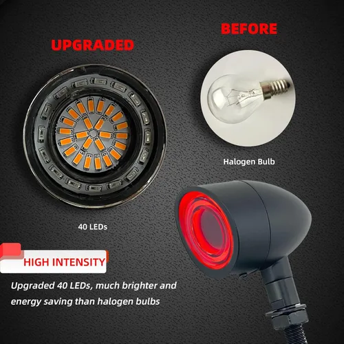 Vista 3 de FATECIM 2 luces traseras LED para motocicleta, intermitentes, luces de freno con visera, luces traseras de motocicleta, intermitentes traseros