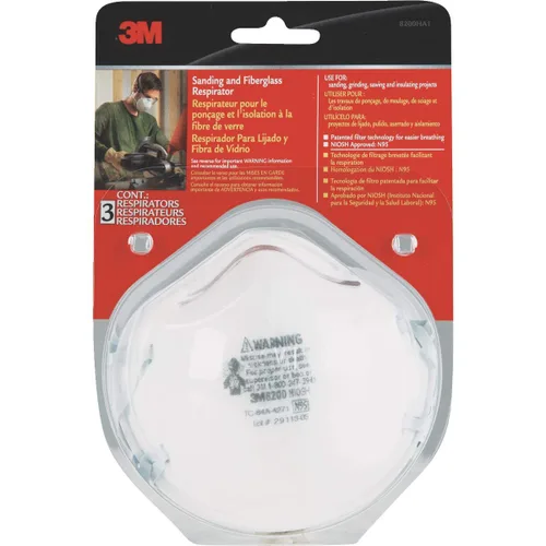 Vista 2 de 3M - Respirador para lijado y fibra de vidrio, paquete de 3
