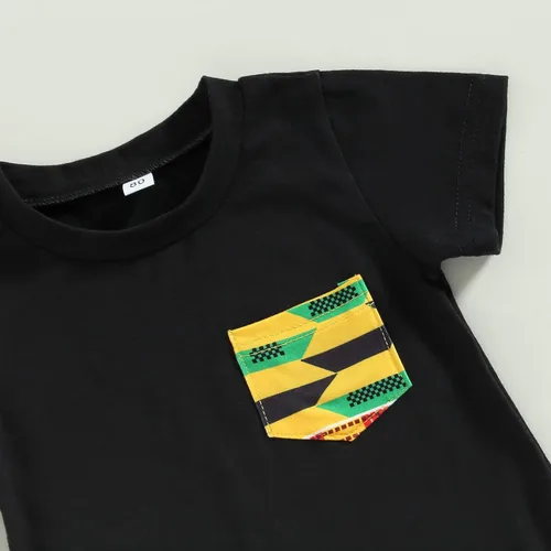 Vista 4 de Mubineo Conjunto de 2 piezas con estampado africano de Kente Dashiki para bebés, niñas y niños pequeños