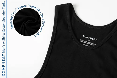 Vista 6 de Comfneat Paquete de 6 camisetas sin mangas de algodón y elastano para hombre