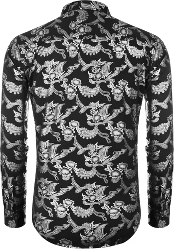 Vista 4 de COOFANDY Camisas de estilo informal con diseños florales y botones para hombre