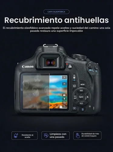 Vista 8 de iDaPro Protector de pantalla para Canon EOS Rebel T7 T6 T5 2000D 1300D 1200D [3 piezas] + cordón de mano [1 unidad], vidrio templado, arañazos