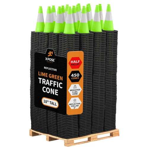 Vista 33 de Xpose Safety Conos de tráfico naranjas de 12 pulgadas con collar de 4 pulgadas, paquete de 4 conos de seguridad de plástico PVC multiusos