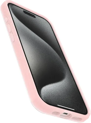 Vista 3 de OtterBox Funda transparente para iPhone 15 Pro (solamente) de la serie Symmetry - Checkmate (rosa), se ajusta a MagSafe, ultra suave, bordes