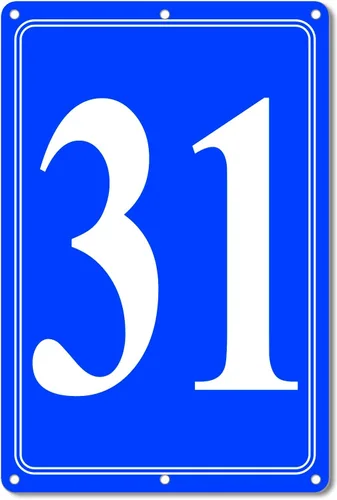 Vista 37 de Premium Aluminum Number Signs, Metal 12" X 8" Blue Numbered Sign Outdoor for Parking Lots, Floor, Dock, Court, Aisle, Field, High Visibility, No