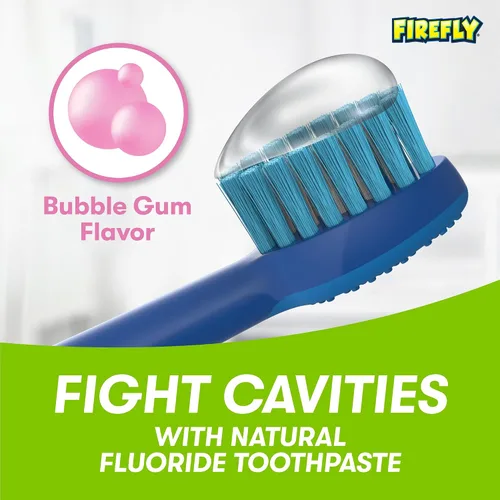 Vista 5 de Firefly Pasta dental anticaries con flúor natural para niños, Barbie, sabor a chicle (4.2 onzas)