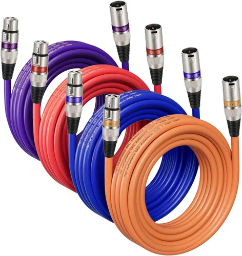 Vista 19 de EBXYA Cable XLR de 2 pies, paquete de 10 unidades, 3 pines, cable de micrófono XLR equilibrado macho a hembra, adecuado para mezclador de audio 10