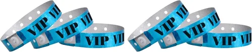 Vista 8 de 100 pulseras holográficas de plástico VIP azules de Wristco - Pulseras para eventos Extended Wear, Security Snap Prevents Reuse – USA Made