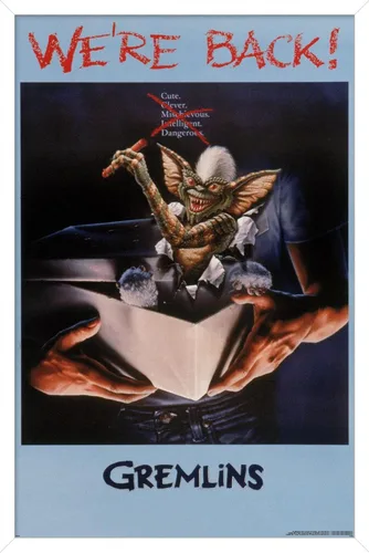 Vista 13 de Gremlins - Póster de pared con texto en inglés «We're Back», 22.4 pulgadas de largo x 14.7 pulgadas de ancho, versión enmarcada de madera de granero