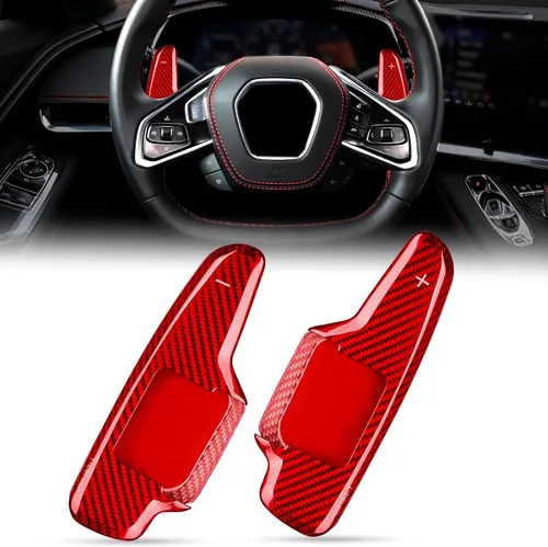 Vista 7 de Cubierta de palanca de cambios de fibra de carbono compatible con Corvette Negro