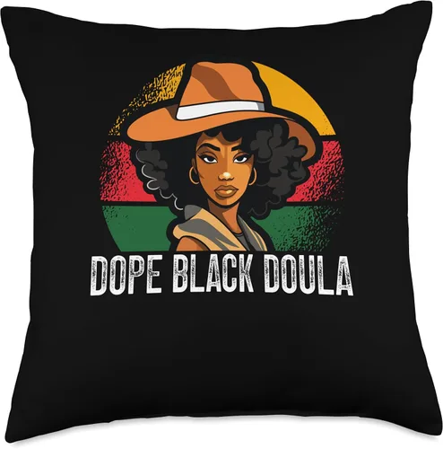 Vista 5 de Dope Black Doula Midwife Black Pride Midwifery Doula - Almohada afroamericana de 16 x 16 pulgadas, multicolor