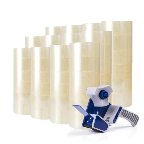 Vista 8 de ADHES Cinta adhesiva Cinta de envío Cinta de embalaje para cajas de mudanza resistente transparente, 55M por rollo 4,7 cm de ancho, 2,7 mil Claro